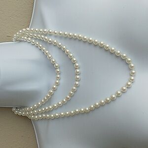 Pearl Necklace Layered Pearl Necklace Triple Strand